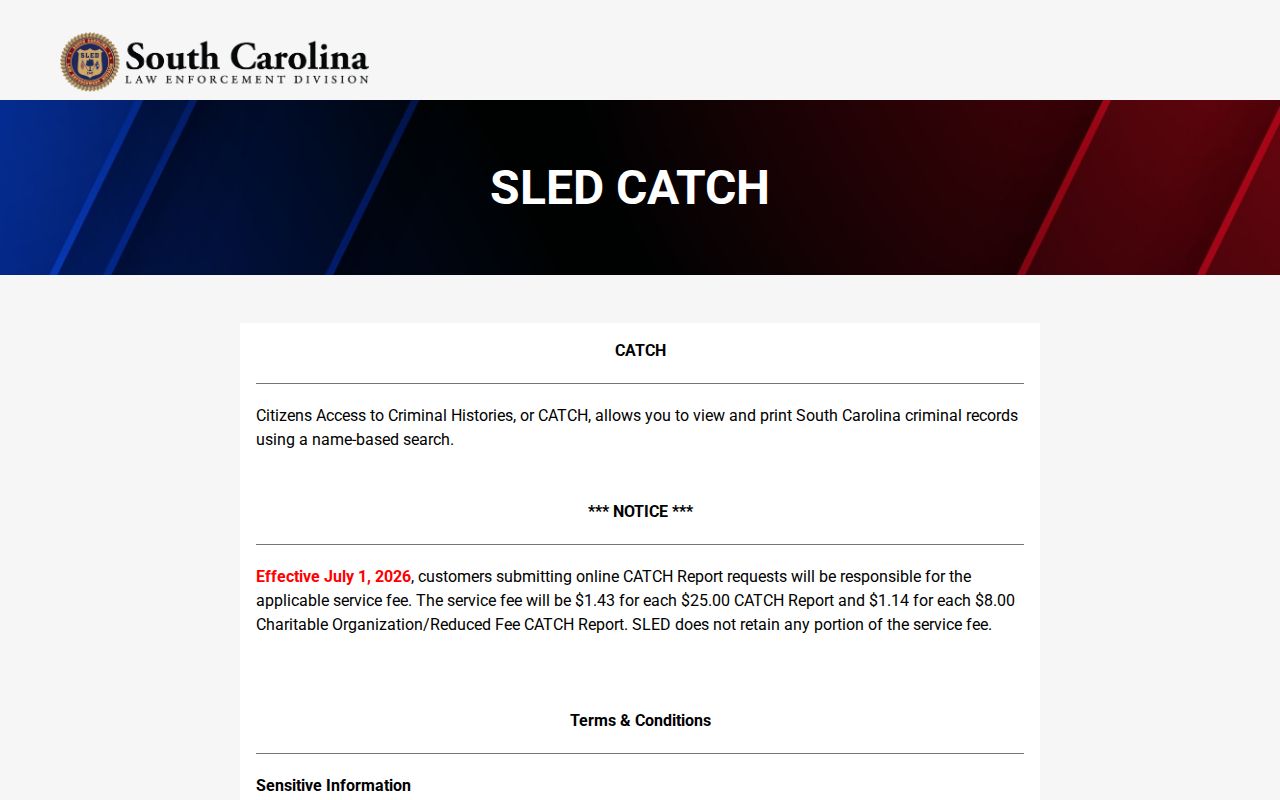 Aiken County arrest history SLED CATCH search