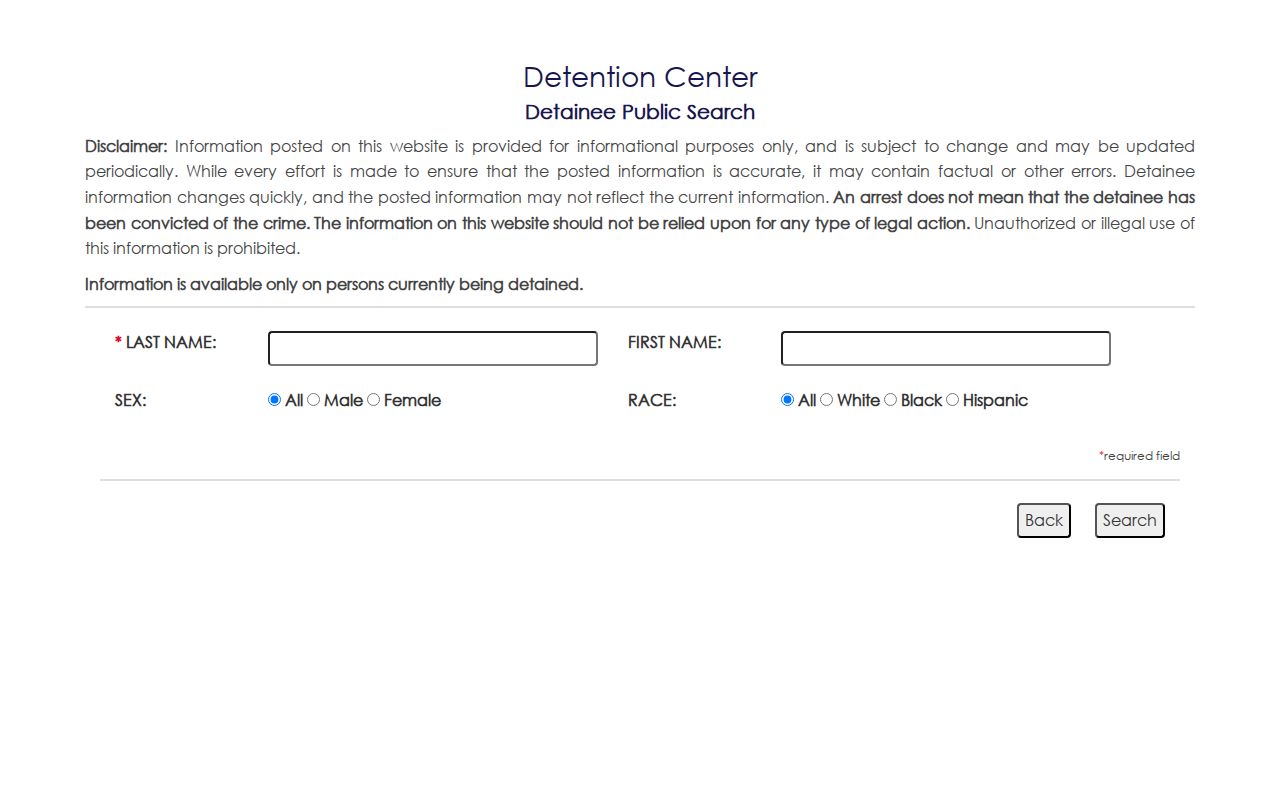 Aiken County arrest search current detainee form