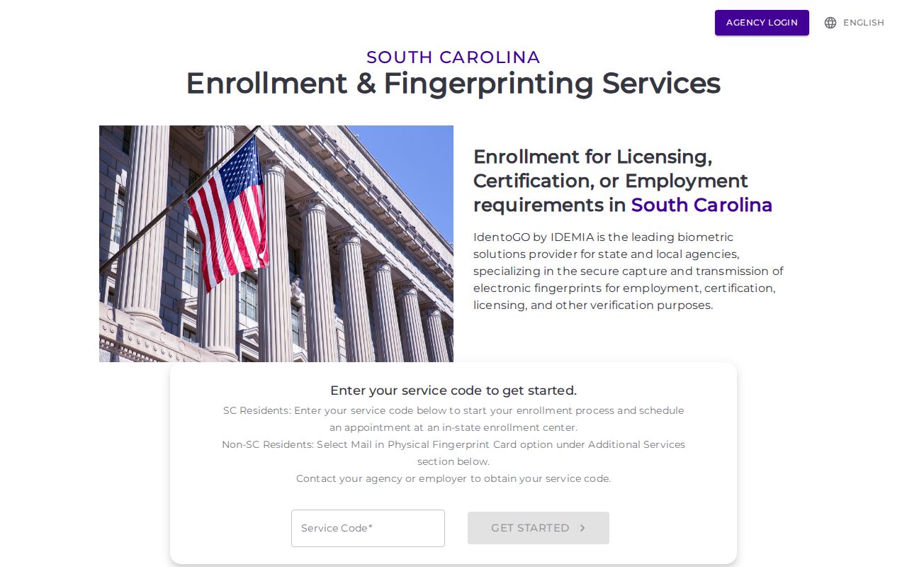 Aiken County arrest record fingerprint appointment interface