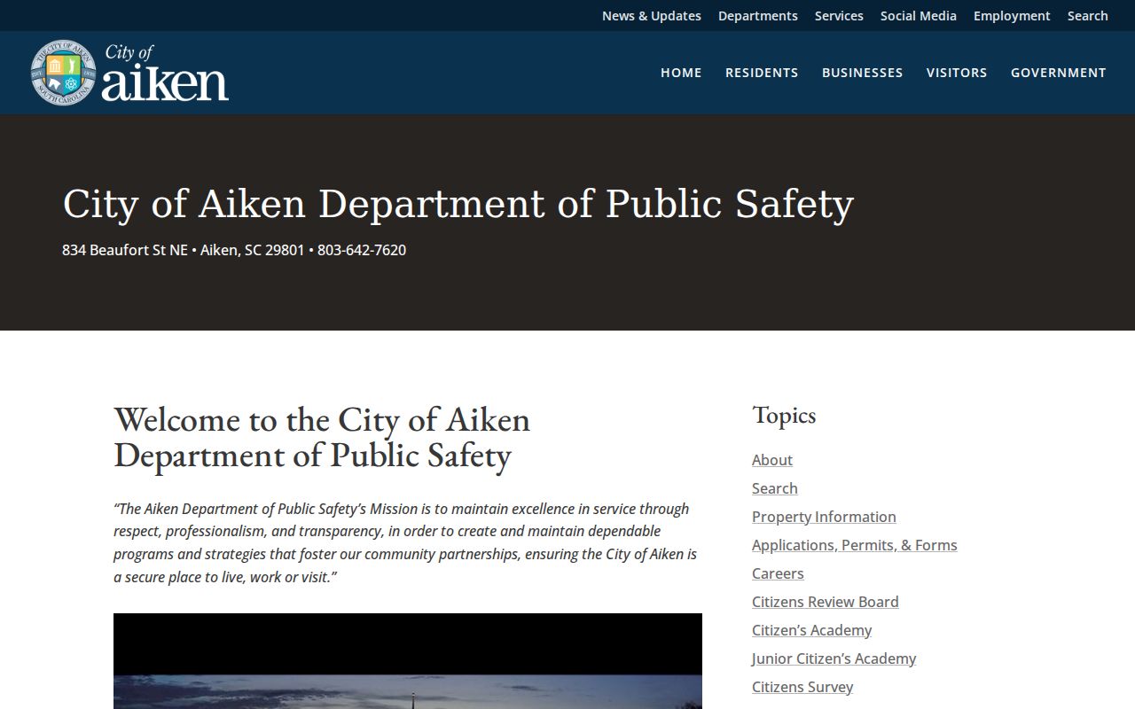 Aiken County criminal records City of Aiken Public Safety hub